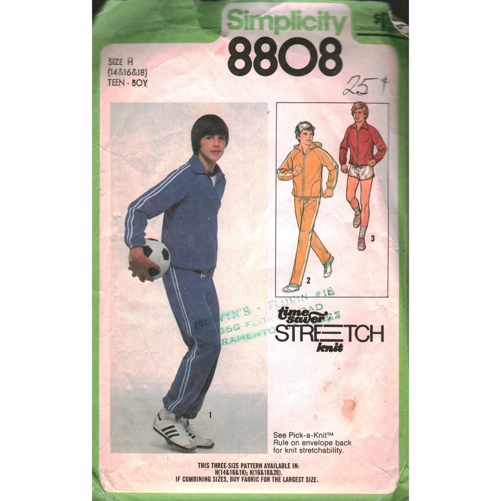 Vintage Simplicity 8808 Teen Boys Tracksuit Jacket Pants Shorts Pattern Sz 14-18
